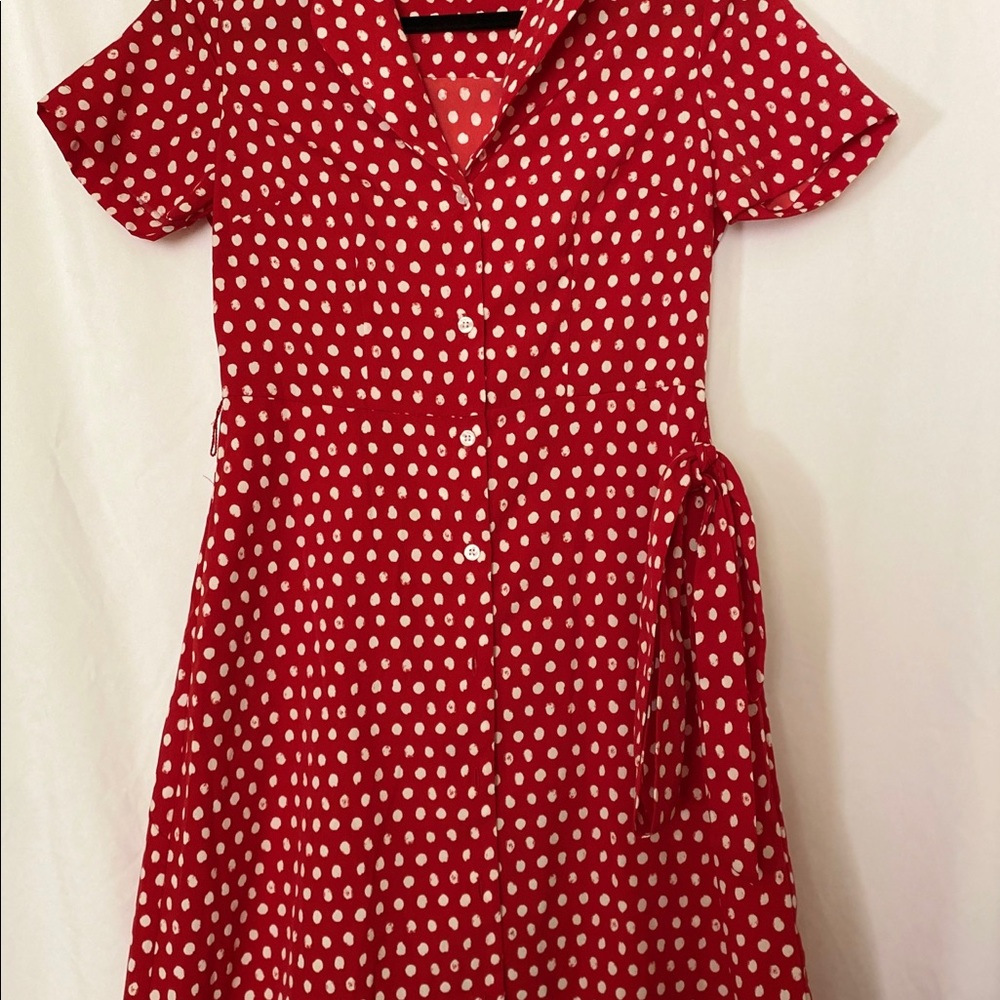 Red polka dot dress
